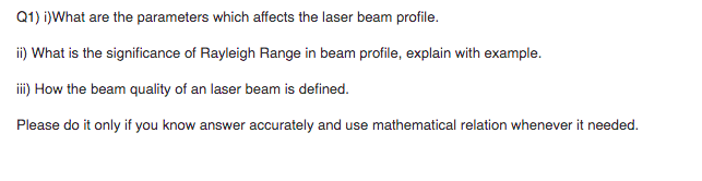 Solved Q1) i) What are the parameters which affects the | Chegg.com
