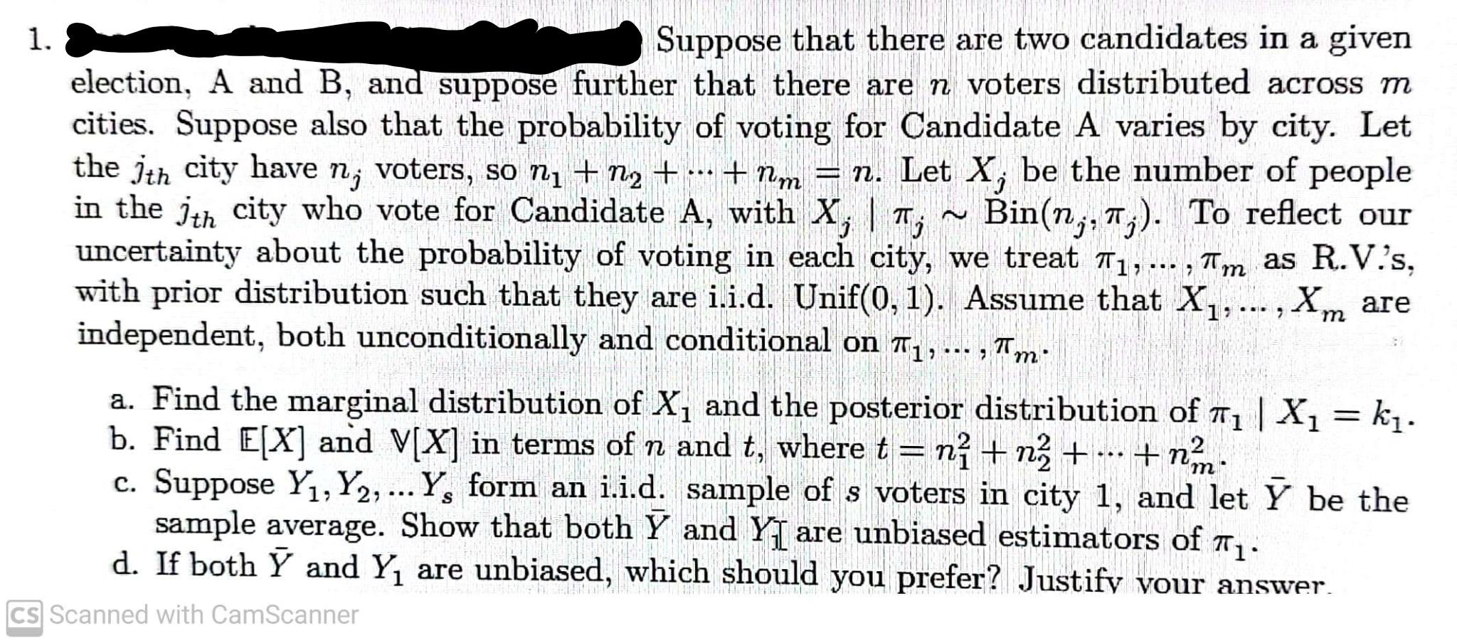 1. 3 Suppose That There Are Two Candidates In A Given | Chegg.com