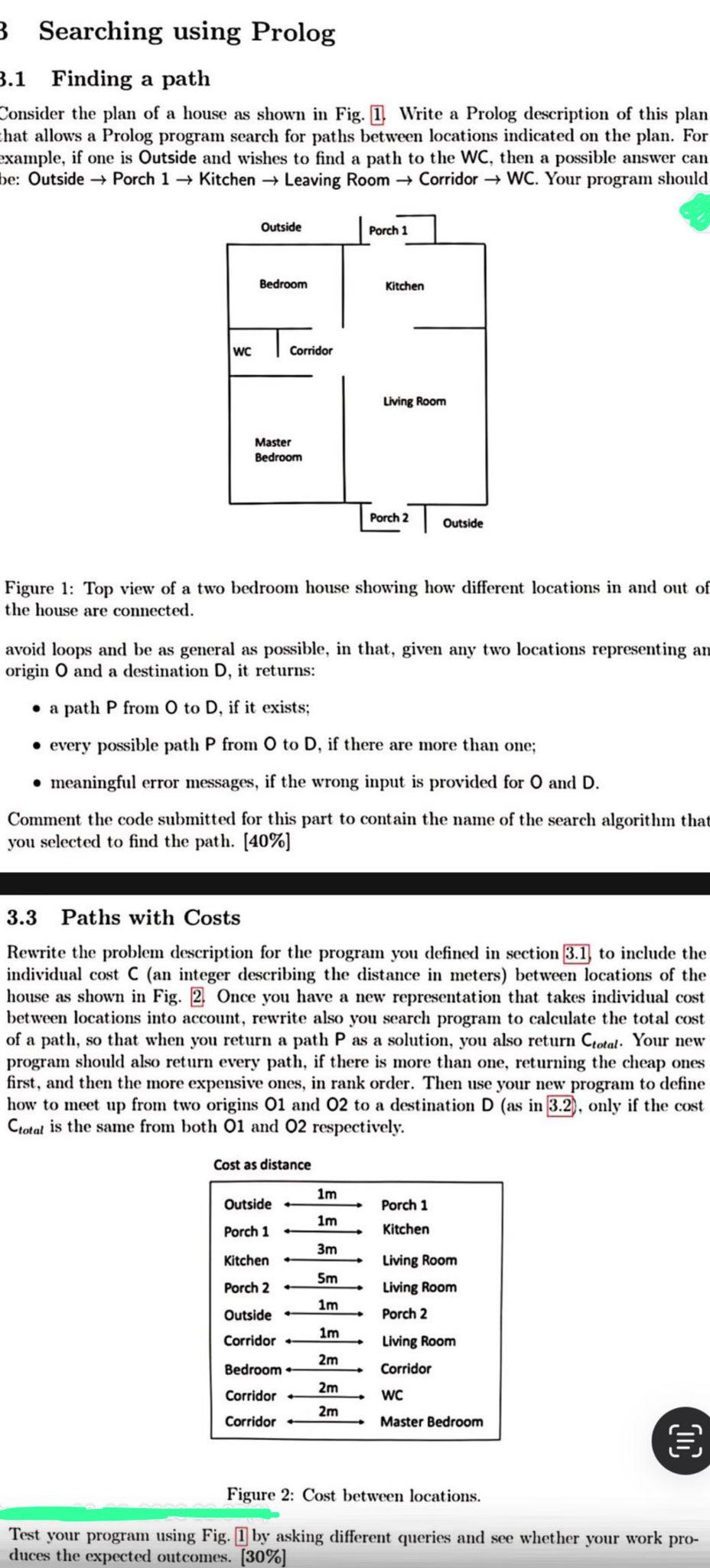 Solved 3.1 Finding a path Consider the plan of a house as | Chegg.com