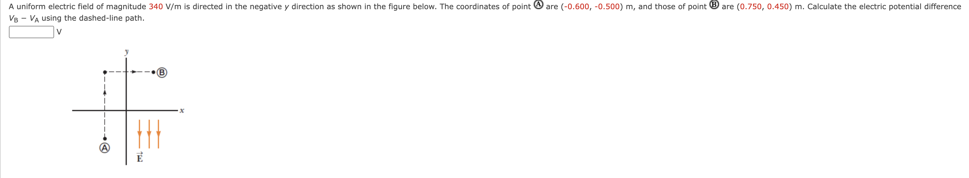 \( V_{\mathrm{B}}-V_{\mathrm{A}} \) using the dashed-line path.