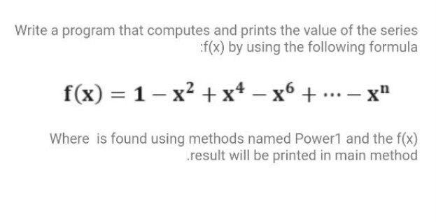 Solved Write a program that computes and prints the value of | Chegg.com