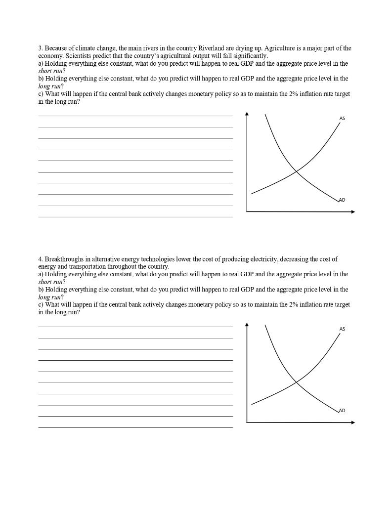 Solved: Worksheet 10 Student ID Use The AD-AS Model To Ans... | Chegg.com