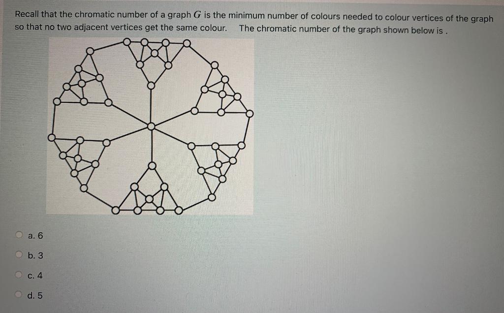 Solved Recall that the chromatic number of a graph G is the | Chegg.com