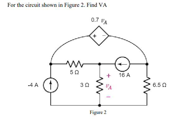 Solved For the circuit shown in Figure 2. Find VA 0.7 VA + M | Chegg.com