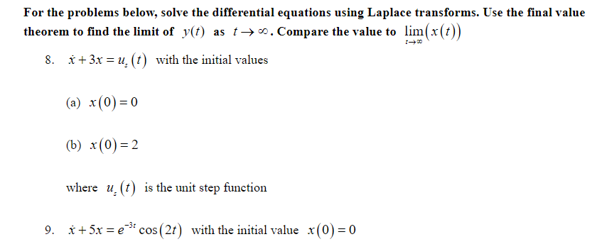 Solved For The Problems Below, Solve The Differential | Chegg.com