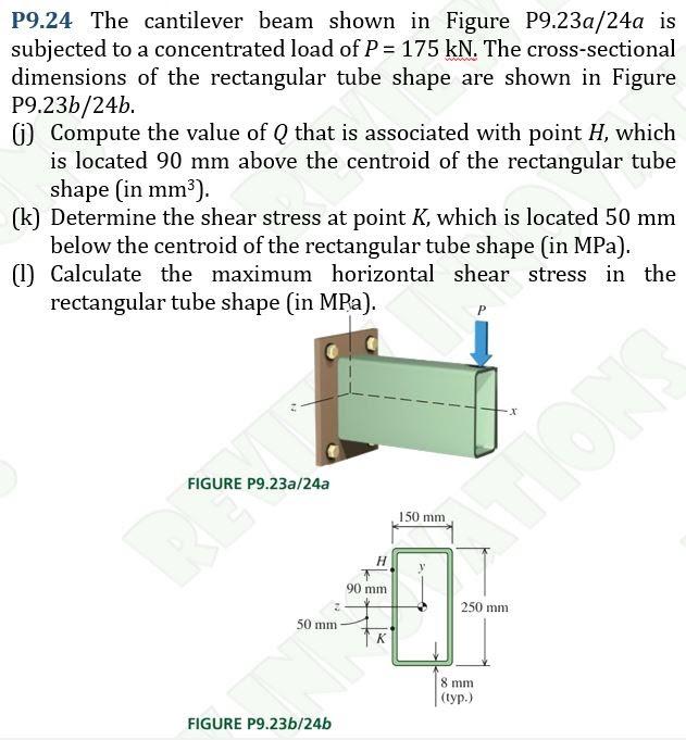 Solved P9.24 The cantilever beam shown in Figure P9.23a/24a