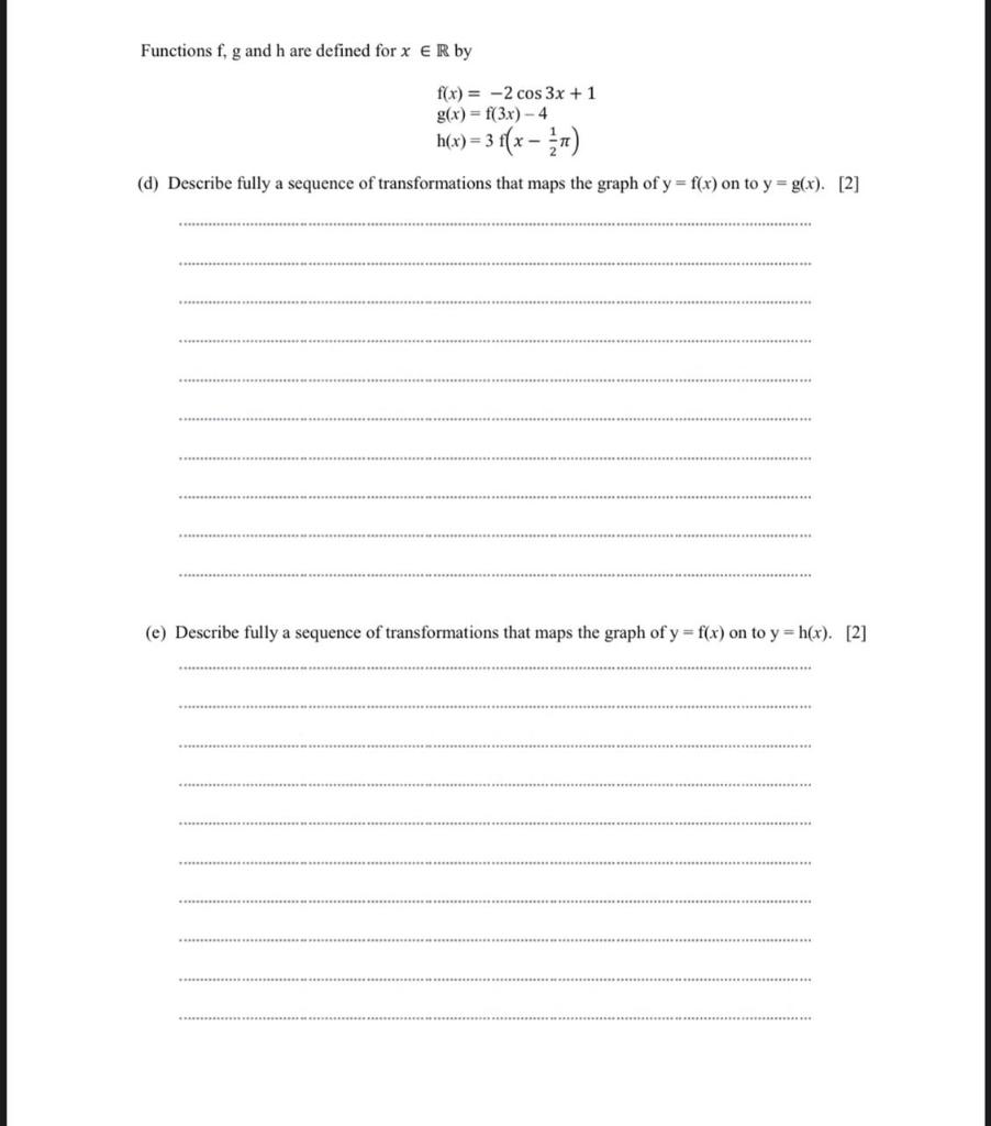 Solved Functions F G And H Are Defined For X E R By F X