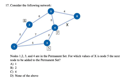 Solved 17. Consider the following network: Nodes 1,2,3, and | Chegg.com