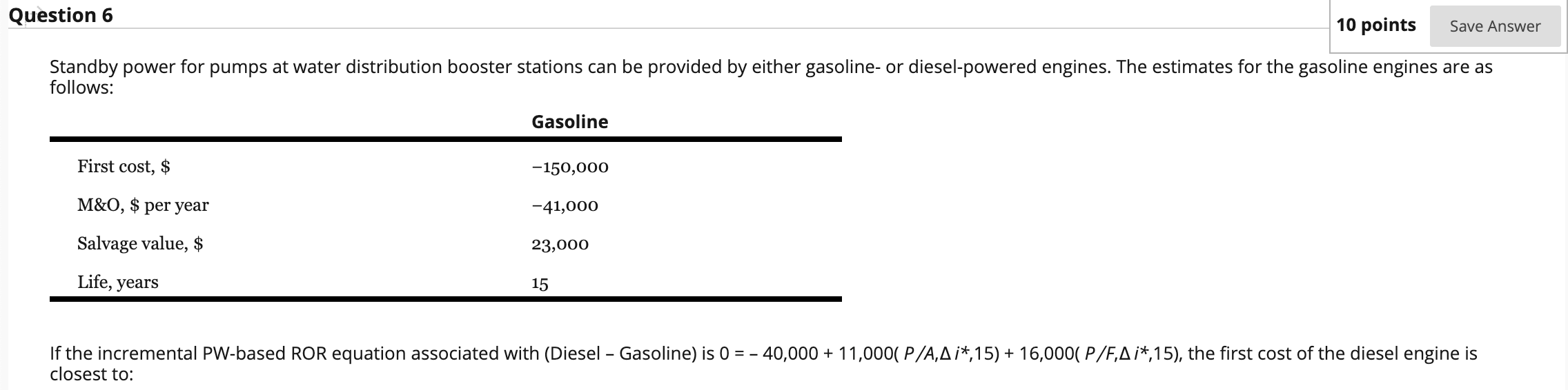 Solved Question 5 10 points Save Answer A chemical engineer | Chegg.com