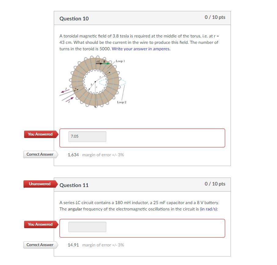 Solved Question 10 0 / 10 pts A toroidal magnetic field of | Chegg.com
