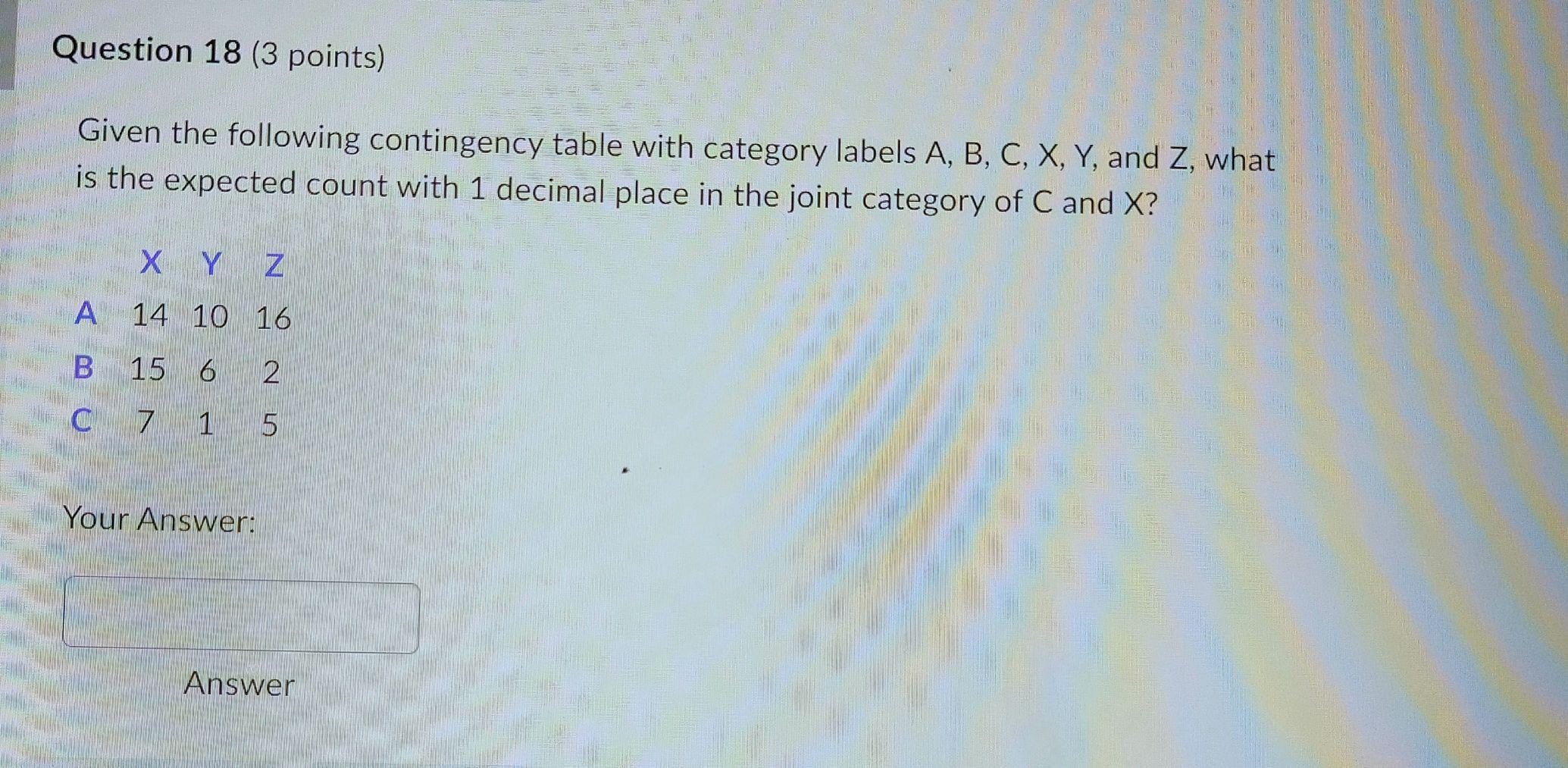 Solved Question 18 (3 points) Given the following | Chegg.com