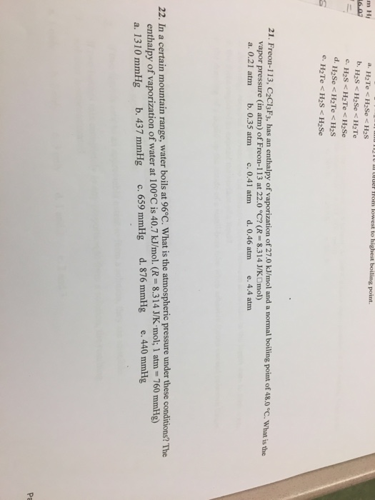 Solved m Hi 21. Freon-113, C2Cl3F3, has an enthalpy of | Chegg.com