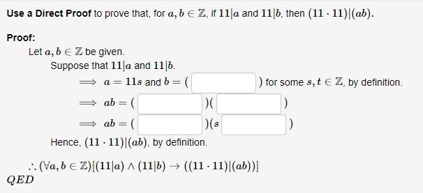 Solved Use A Direct Proof To Prove That, For A, B E Z, If | Chegg.com