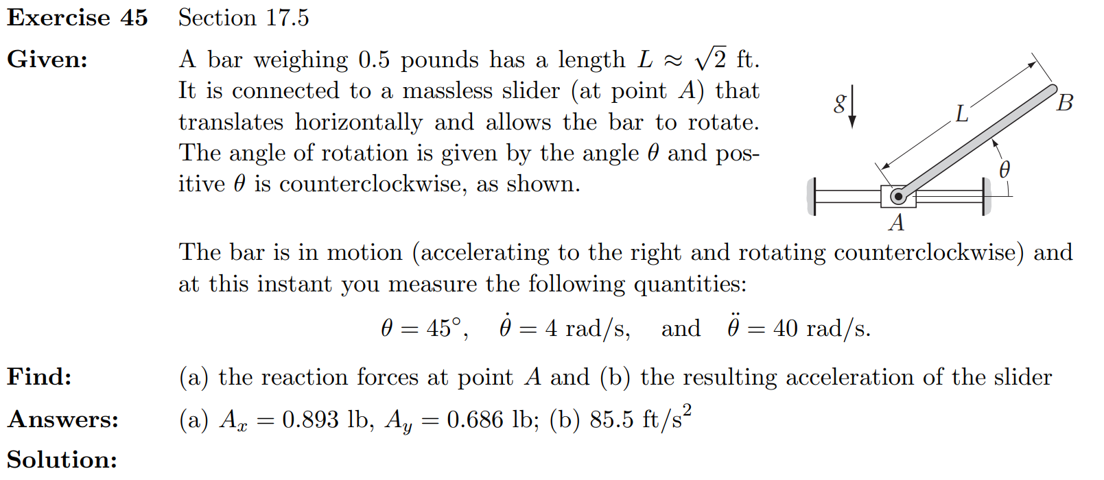 Exercise 45 Given: Section 17.5 A bar weighing 0.5 | Chegg.com