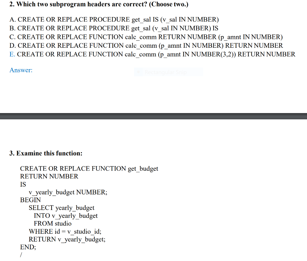Solved 1. Examine this function: CREATE OR REPLACE FUNCTION | Chegg.com