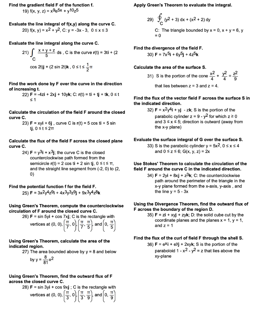 Solved Calculus Iii Study Guide Please Try To Solve As Ma Chegg Com