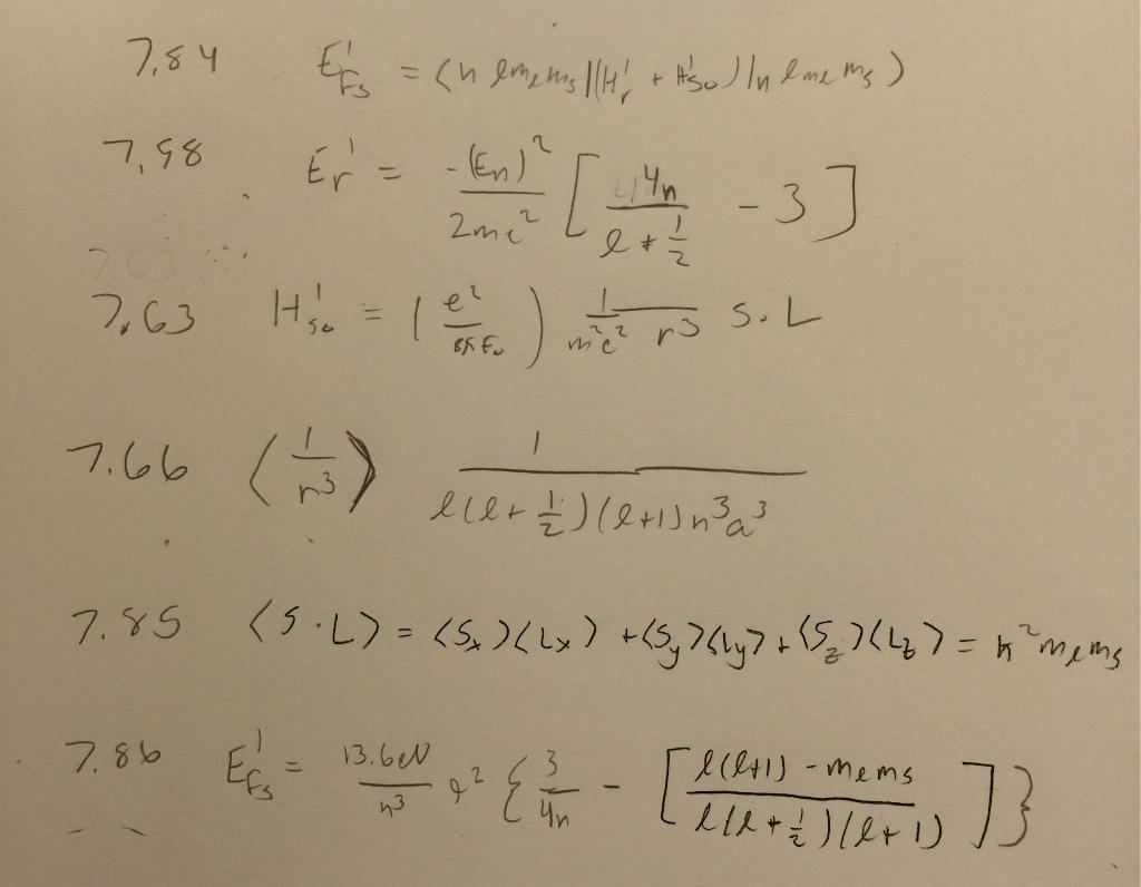 Solved Problem 7.26 Starting with Equation 7.84, and using | Chegg.com