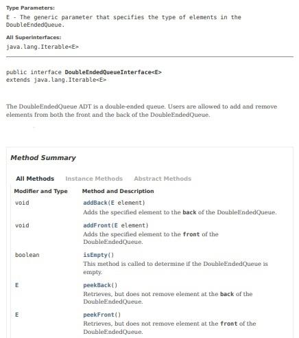 Solved You will write the DoubleEndedQueue.java class which | Chegg.com