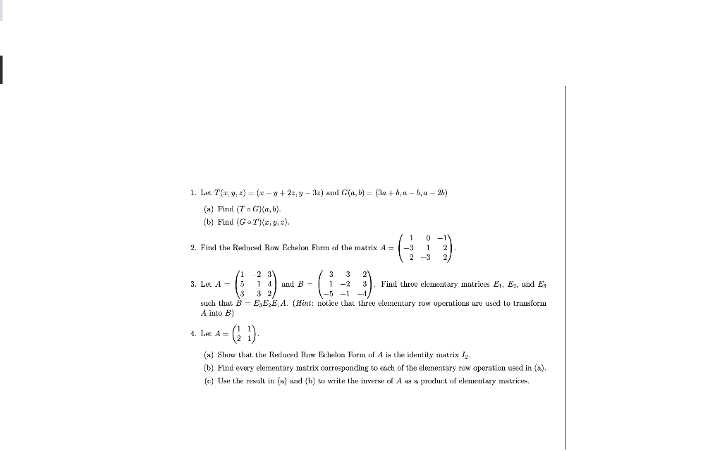 Solved 1 Let Txyzx−y2zy−3z And 1968