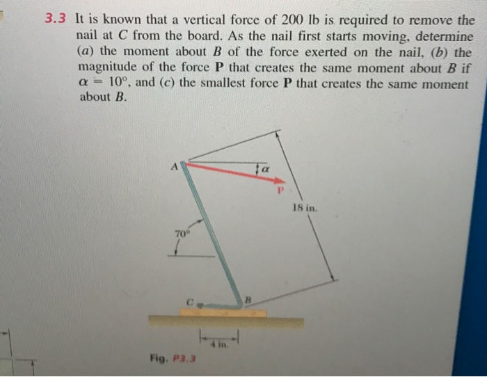 Solved 3.3 It Is Known That A Vertical Force Of 200 Lb Is | Chegg.com