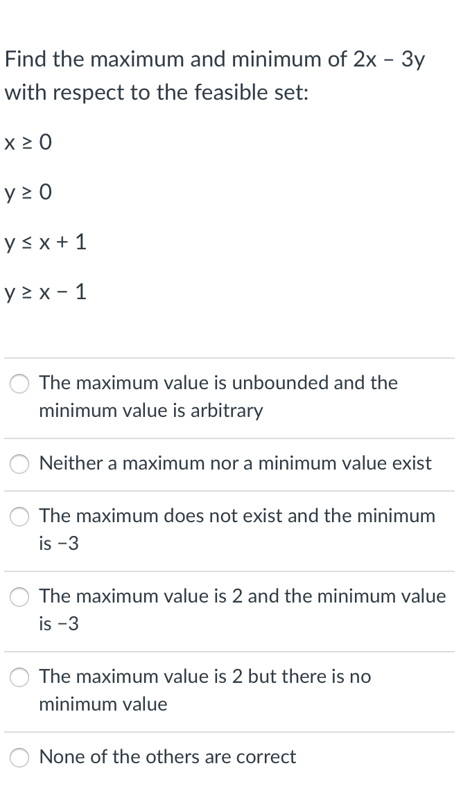 Solved Find the maximum and minimum of 2x – 3y with respect | Chegg.com