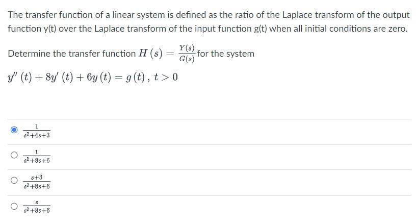 Solved The transfer function of a linear system is defined | Chegg.com