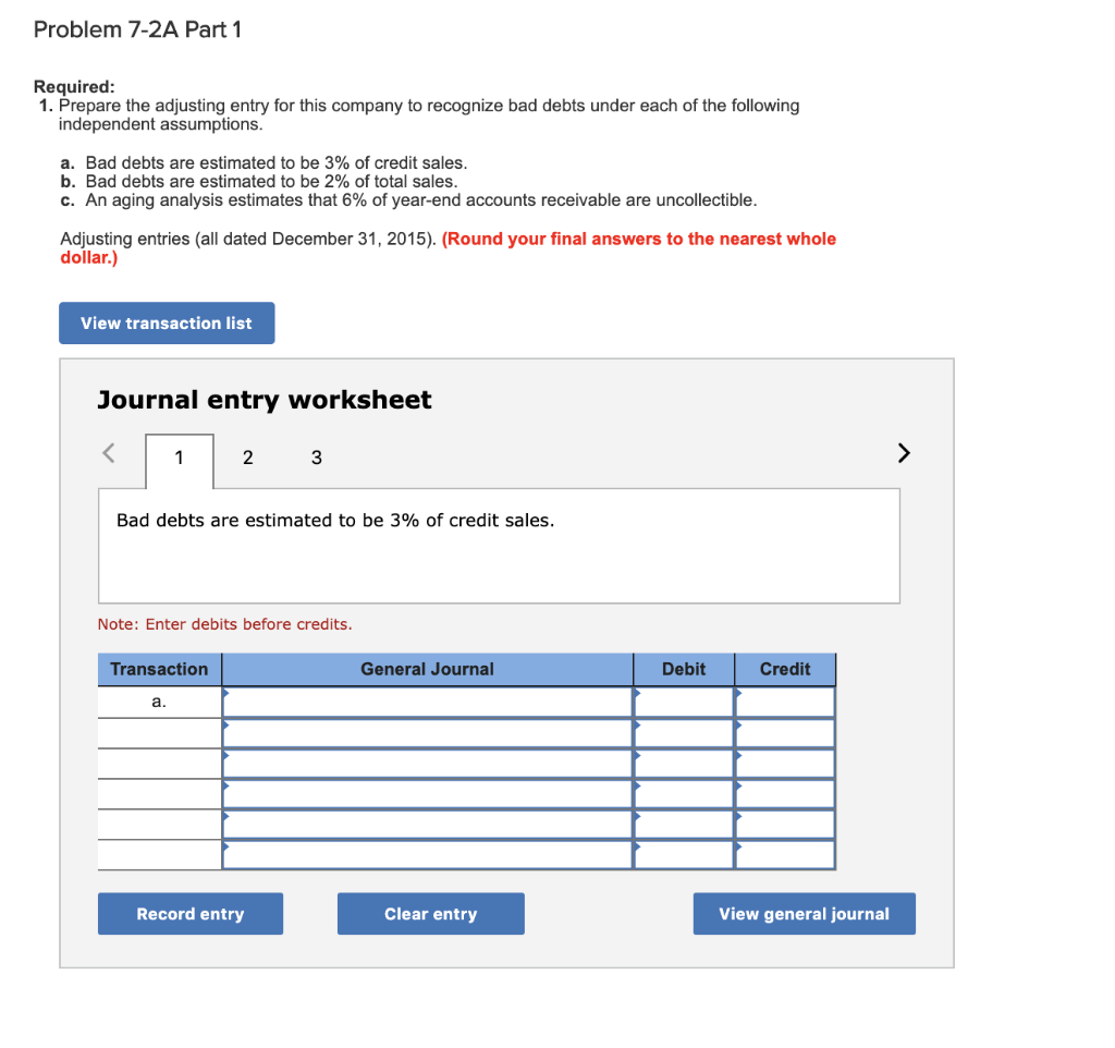 Solved Problem 7-2A Estimating and reporting bad debts LO P2