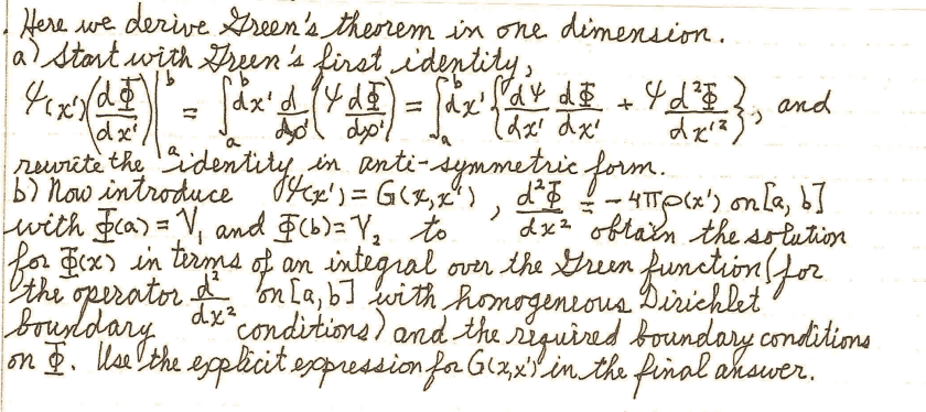 Solved Derive Green's theorem in one dimension. a.) Start | Chegg.com