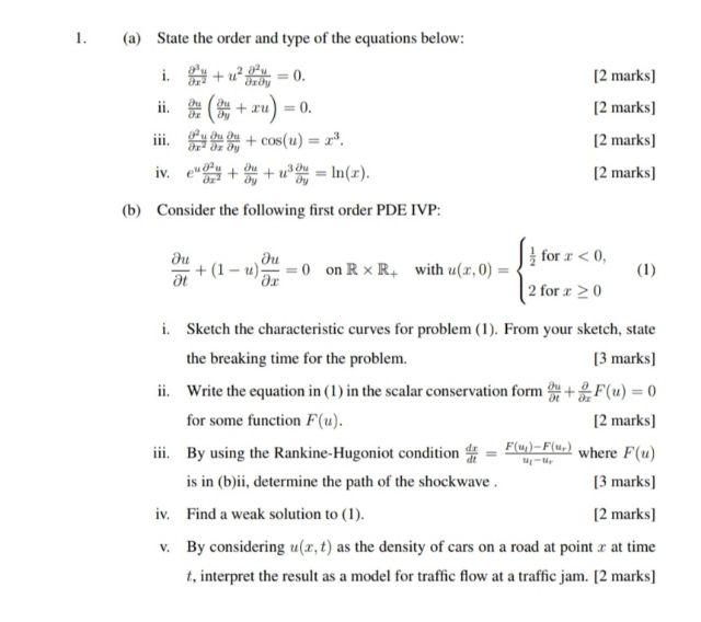 Solved (a) State the order and type of the equations below: | Chegg.com