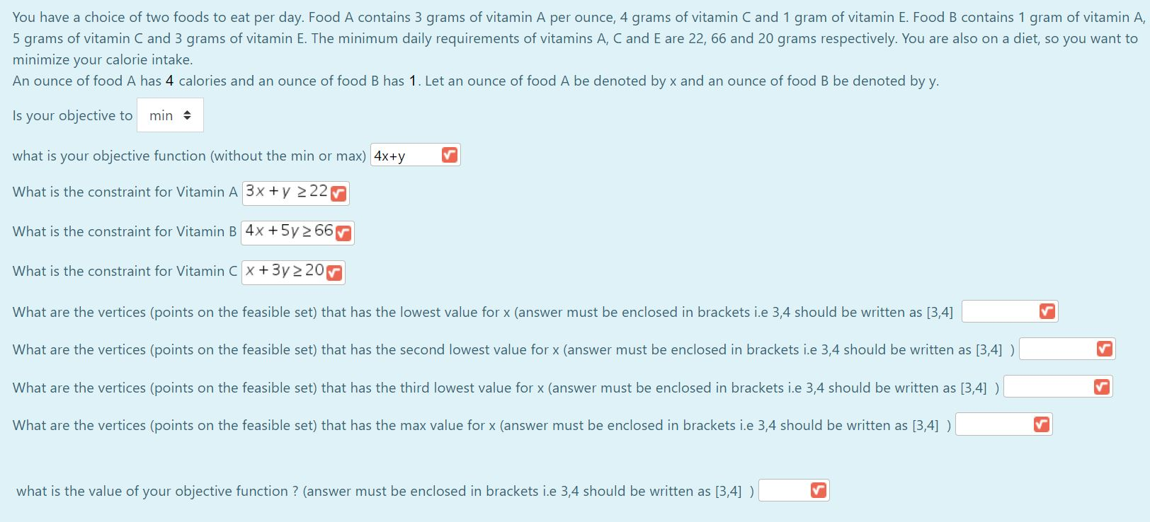 Solved You have a choice of two foods to eat per day. Food A | Chegg.com
