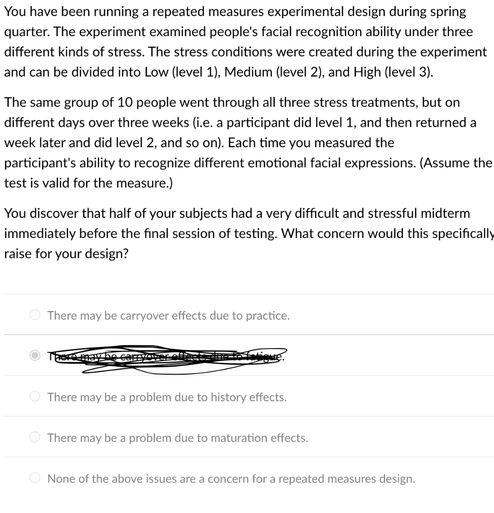 Solved Note that carryover effects are due to a change that