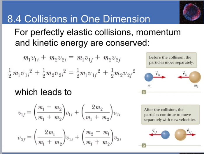 Solved 8.4 Collisions in One Dimension For perfectly elastic | Chegg.com