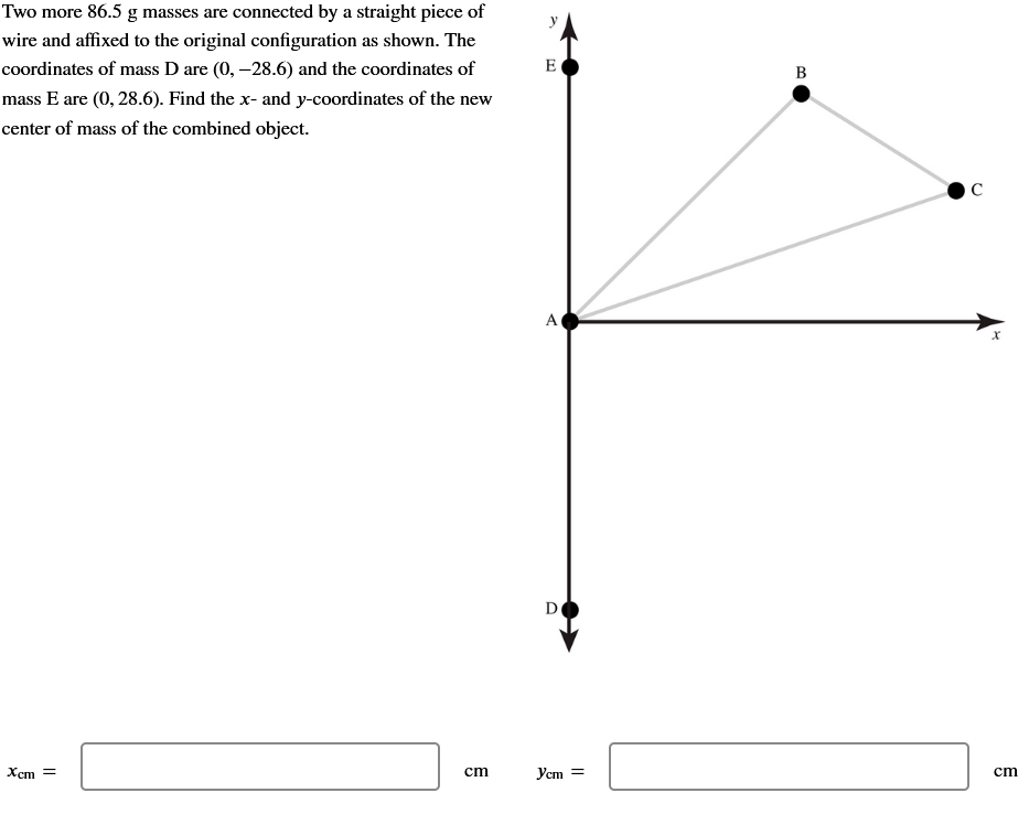 Solved Three 86.5 g masses are connected in a triangular | Chegg.com