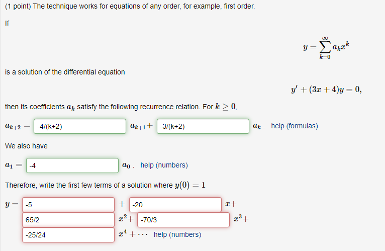 Solved (1 point) The technique works for equations of any | Chegg.com
