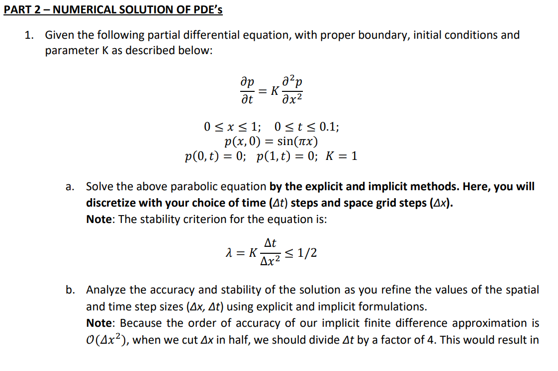 Solved 1. Given the following partial differential equation, | Chegg.com