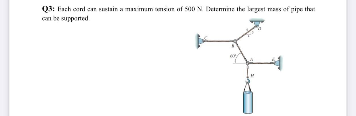 Solved Q3: Each Cord Can Sustain A Maximum Tension Of 500 N. | Chegg.com