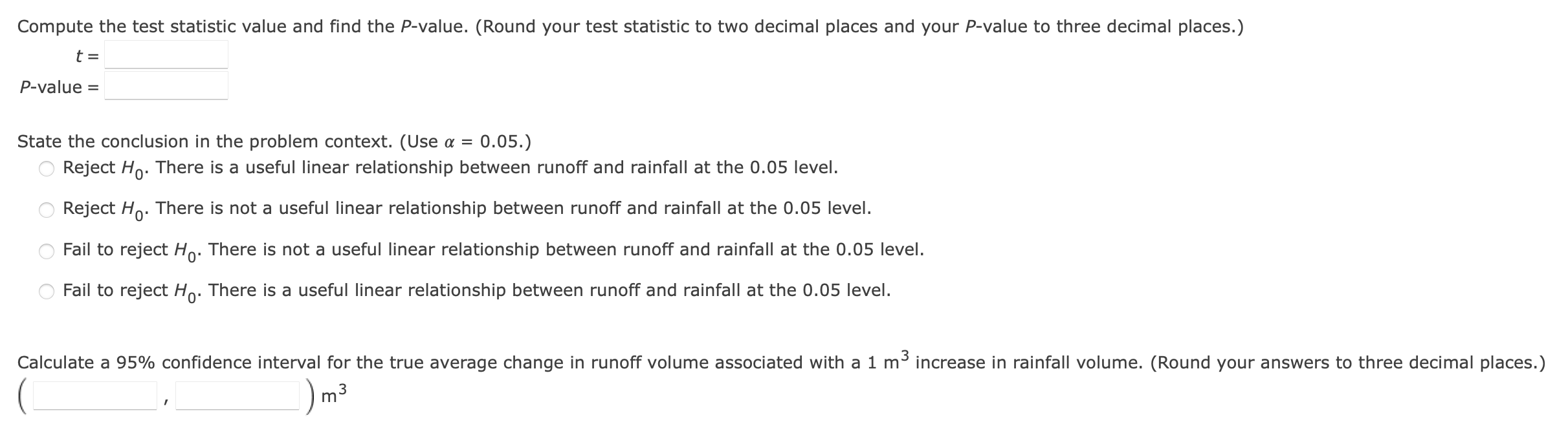 Solved Consider the following data on x = rainfall volume