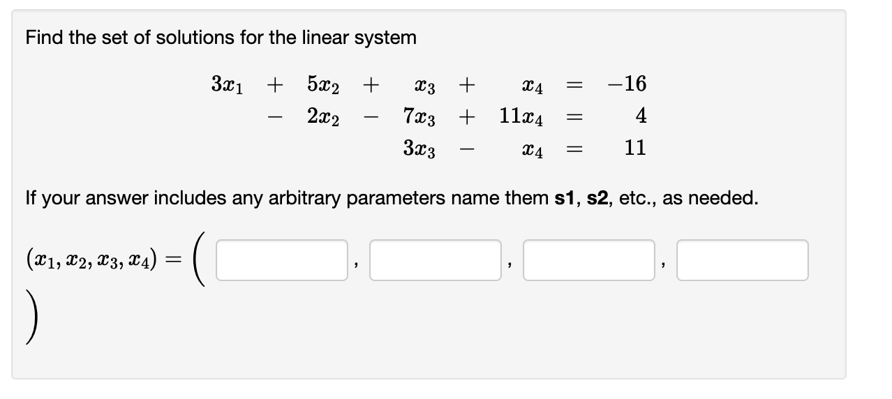 Solved Find The Set Of Solutions For The Linear System | Chegg.com