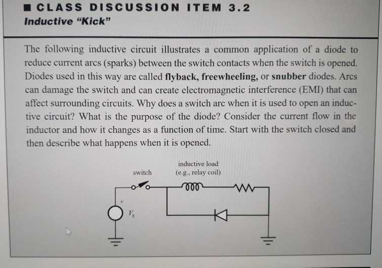 Solved CLASS DISCUSSION ITEM 3.2 Inductive "Kick" The
