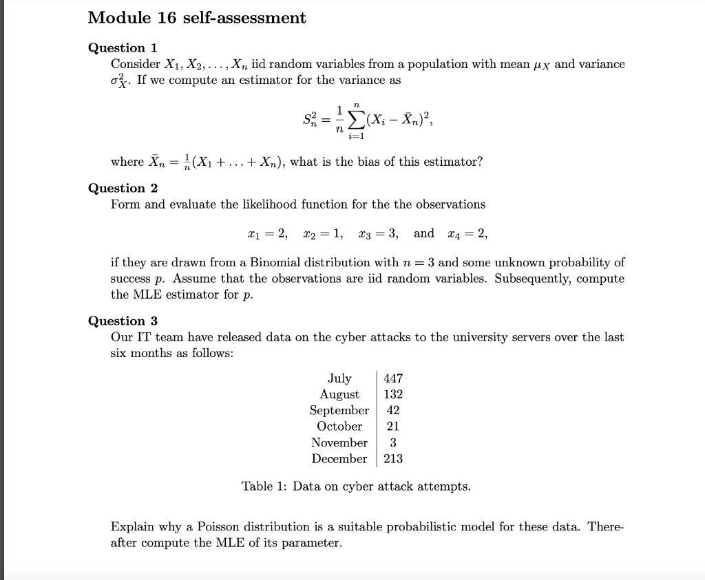 Question 1 Consider X1,x2,…,xn Iid Random Variables 