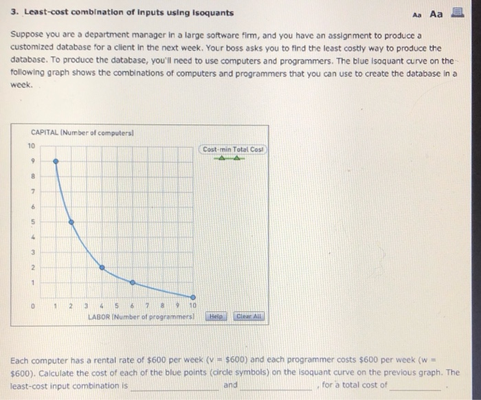 Solved 3. Leastcost combination of inputs using Isoquants
