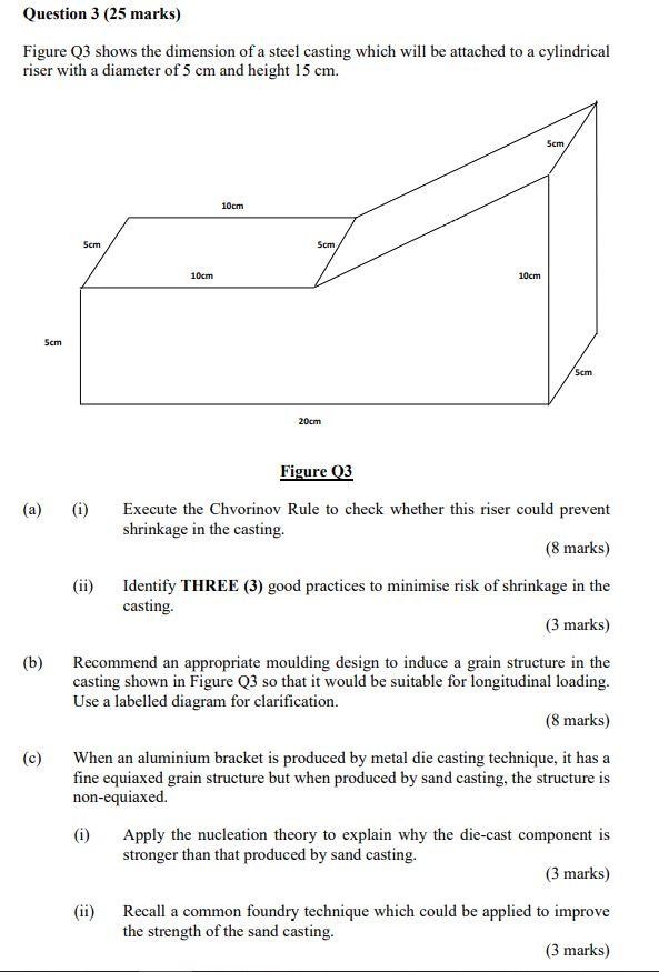 Solved Question 3 25 Marks Figure Q3 Shows The Dimension