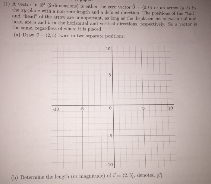 Solved (1) A vector in R (2-dimensions) is either the zero | Chegg.com
