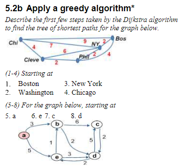 Solved Bos NY 5.2b Apply a greedy algorithm* Describe the | Chegg.com