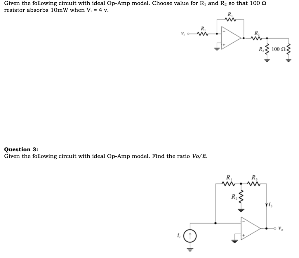 Solved Given The Following Circuit With Ideal Op-Amp Model. | Chegg.com