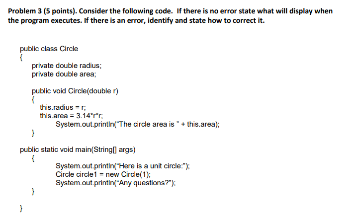 Solved Problem 3 (5 points). Consider the following code. If | Chegg.com