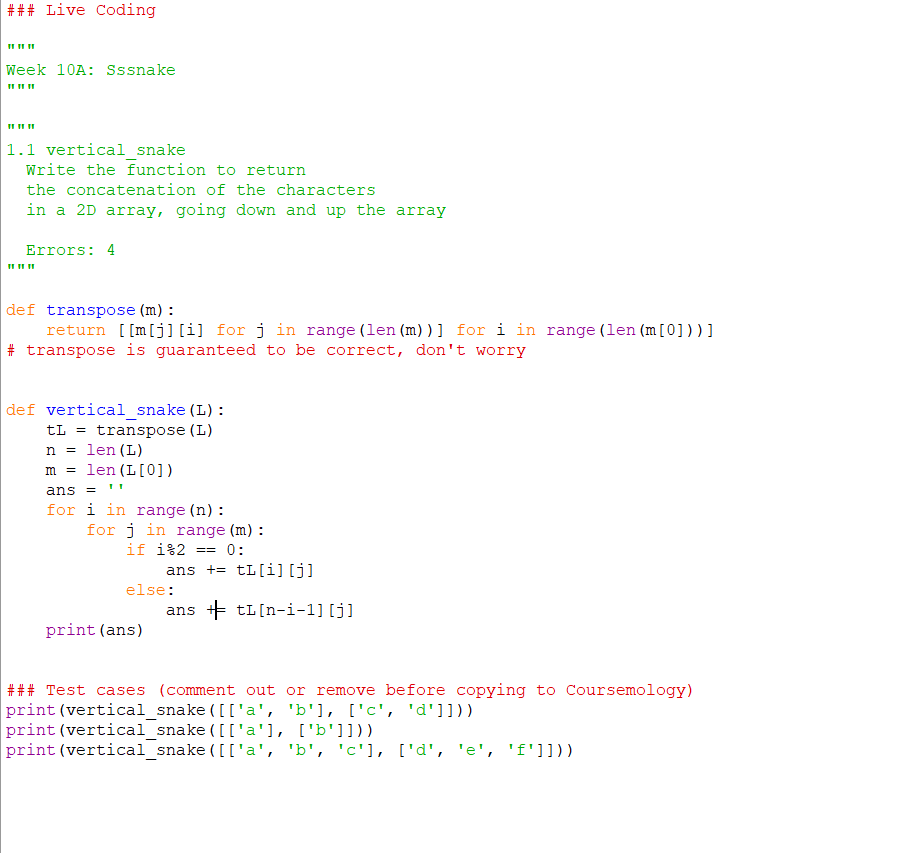 Solved Week 10A You are given L a n by m 2D list of Chegg