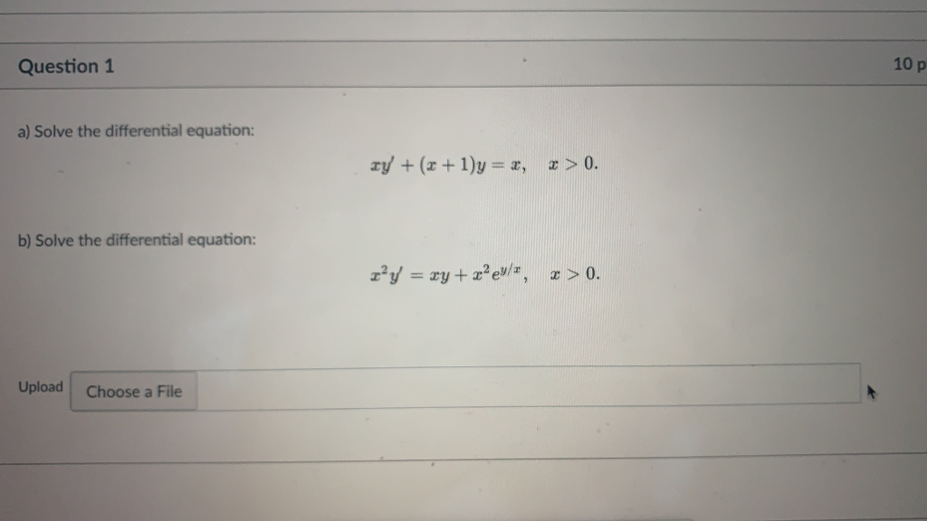 Solved Question 1 10 p a) Solve the differential equation: | Chegg.com