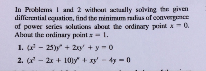Solved In Problems 1 and 2 without actually solving the | Chegg.com