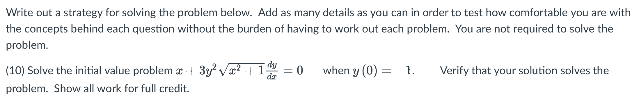 Solved Write out a strategy for solving the problem below. | Chegg.com